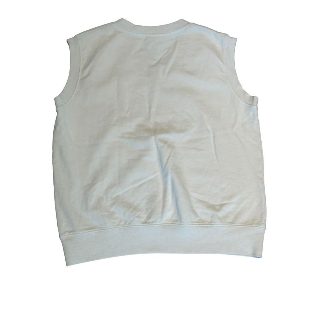 Sporty & Rich Italic Logo Sleeveless V-Neck Unisex Vest Beige Size Medium - Picture 4 of 7